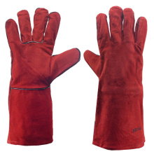 Краги спилковые пятипалые, красные с подкладкой (35см) арт КЕ1480 (Ч З)