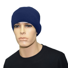 Шапка вязаная п ш двойная на флисе, т-синяя Вест