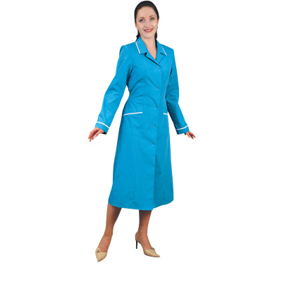 Халат Мод 129, голубой, на пуговицах